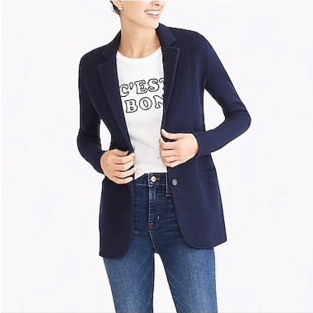 J. Crew Mercantile Sweater Blazer in Navy